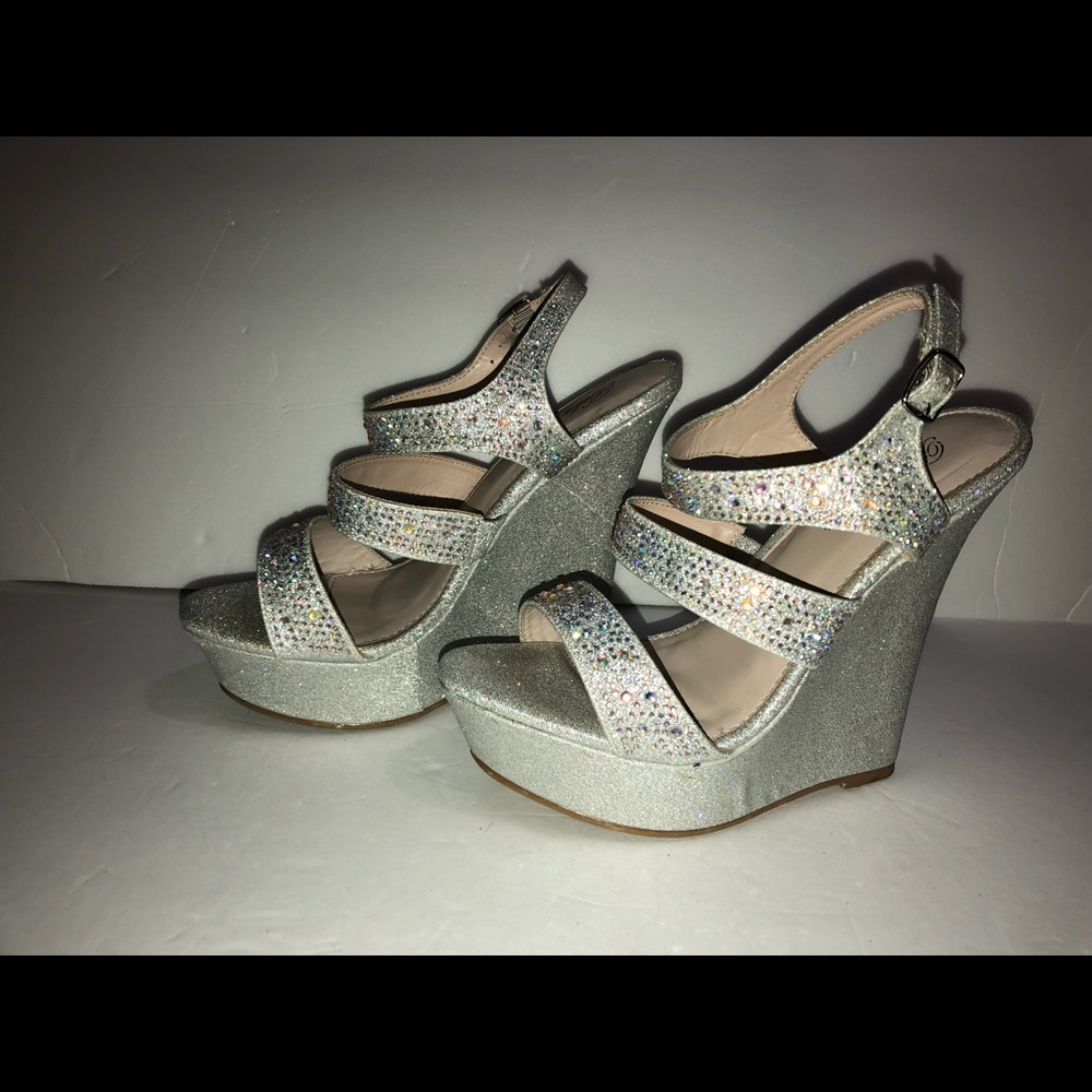 Homecoming Silver Wedge Heels